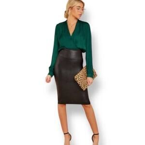 SPANX Faux Leather Pencil Skirt Size Medium